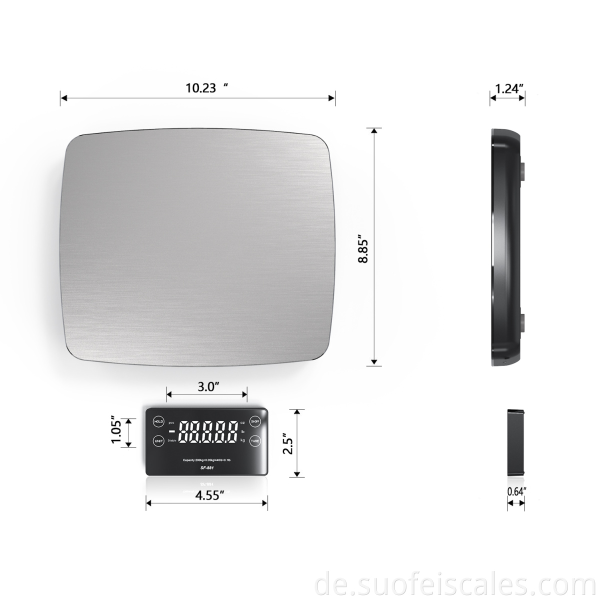 SF-881 Edelstahl Elektronische Paketversand Postskala Digital Wireless Marcel Table Skala